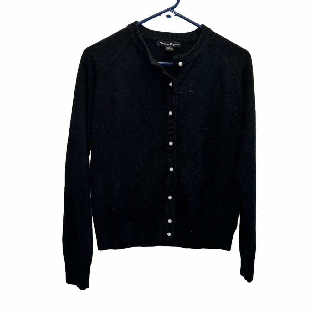 Designers Originals Vintage Black Buttoned Sweater Size Small